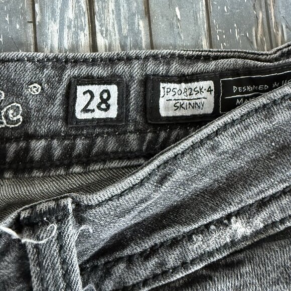 Miss Me Black Stretch Denim Low Rise Embellished Angel Wing Skinny Jeans~28 - Picture 10 of 13